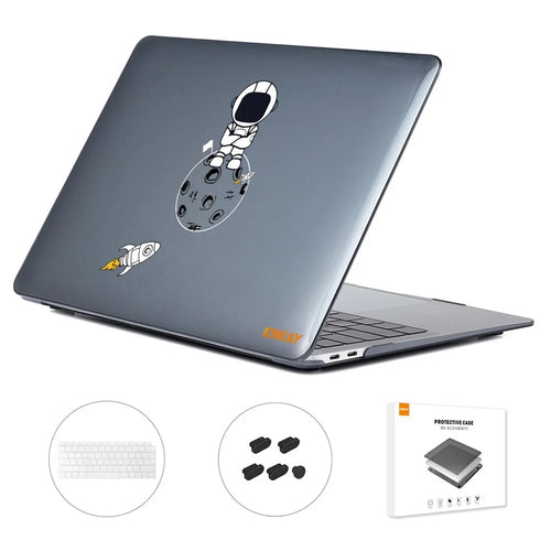 ENKAY HAT PRINCE Astronaut Pattern Shockproof Case for MacBook Air 13 inch (2018) A1932 (US Version) Anti-Scratch Laptop Case with TPU Keyboard Cover + Dust-Proof Plugs - Astronaut No.4 - 1