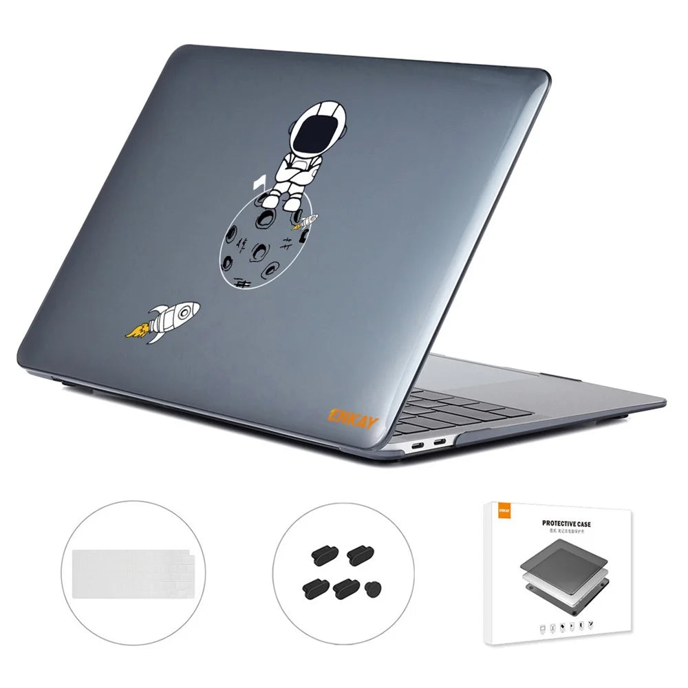 ENKAY HAT PRINCE For MacBook Air 13 inch (2020) A2179 / A2337 (US Version) Astronaut Pattern Anti-Scratch Laptop Case with TPU Keyboard Cover + Dust-Proof Plugs - Astronaut No.4 - 1