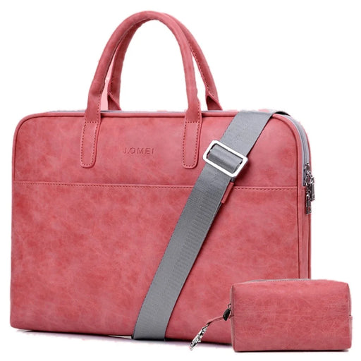J.QMEI 933# 13 inch Laptop Handbag Anti-drop Notebook Computer Sleeve Bag with Small Bag and Shoulder Stap, Velvet Lining - Red - 1