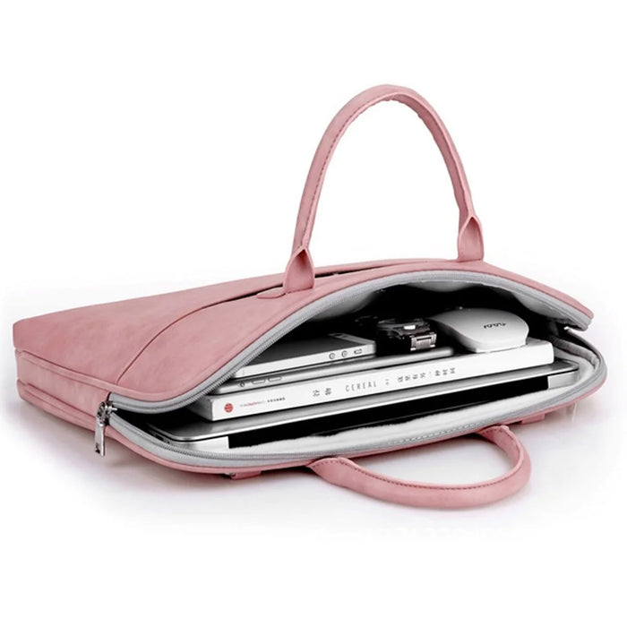 J.QMEI 933# 13 inch Laptop Handbag Anti-drop Notebook Computer Sleeve Bag with Small Bag and Shoulder Stap, Velvet Lining - Red - 5