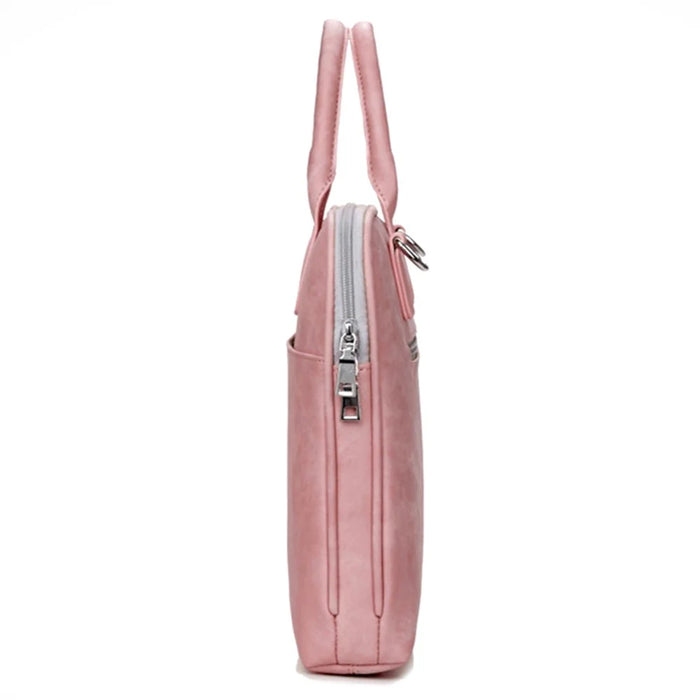 J.QMEI 933# 15.6 inch PU Leather Laptop Handbag Notebook Computer Protective Bag with Shoulder Stap, Upgrade Version - Pink - 6