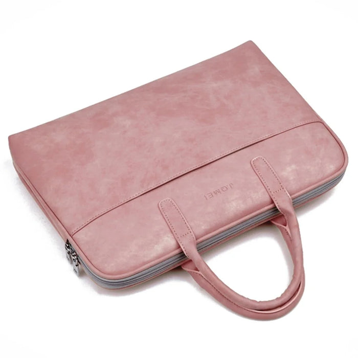 J.QMEI 933# 15.6 inch PU Leather Laptop Handbag Notebook Computer Protective Bag with Shoulder Stap, Upgrade Version - Pink - 7