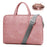 J.QMEI 933# 14 inch Scratch-proof Laptop Handbag PU Leather Notebook Computer Zipper Bag with Shoulder Stap, Upgrade Version - Pink - 1