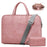 J.QMEI 933# 15.6 inch Notebook Computer PU Leather Laptop Handbag Zipper Shoulder Bag + Small Bag, Upgrade Version - Pink - 1