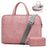 J.QMEI 933# 15.6 inch Laptop Handbag Zipper Closure Notebook Computer Carrying Bag with Small Bag and Shoulder Stap, Velvet Lining - Pink - 1