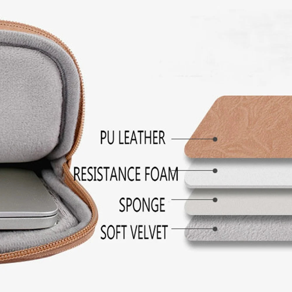 CANVASARTISAN L38-T0621 13-inch Laptop Protection Sleeve Ultra-slim PU Leather Notebook Computer Bag with Small Pouch - Khaki - 2