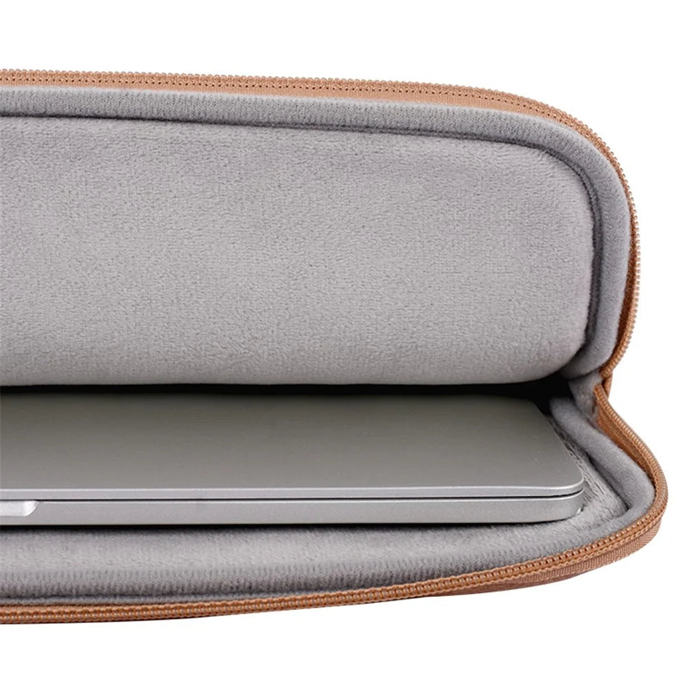 CANVASARTISAN L38-T0621 14-inch Notebook Computer Bag Laptop Protection Sleeve Super Thin PU Leather Carrying Handbag with Small Pouch - Khaki - 3