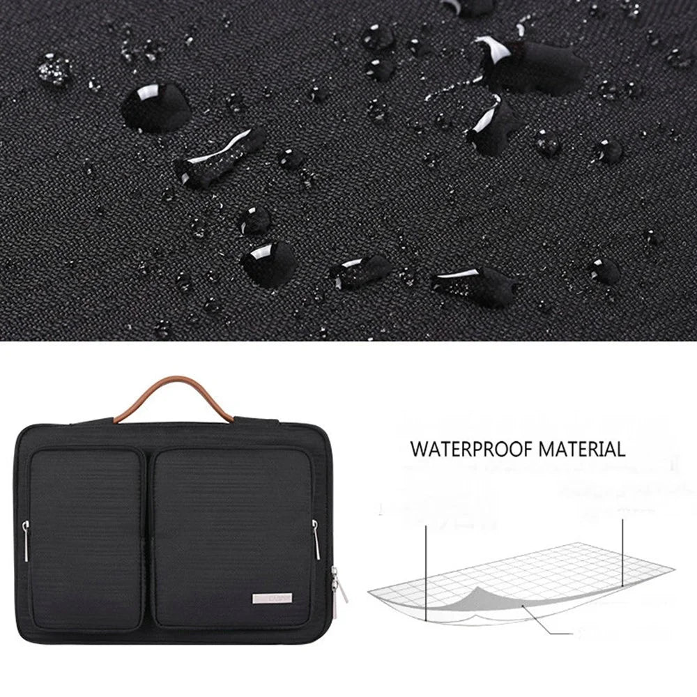 CANVASARTISAN K28-22 Splashproof Sleeve Bag for 13 inch Laptops Portable Slim Case with 2 Pouches / Handle Strap Notebook Anti-Scratch Carry Case - Black - 4