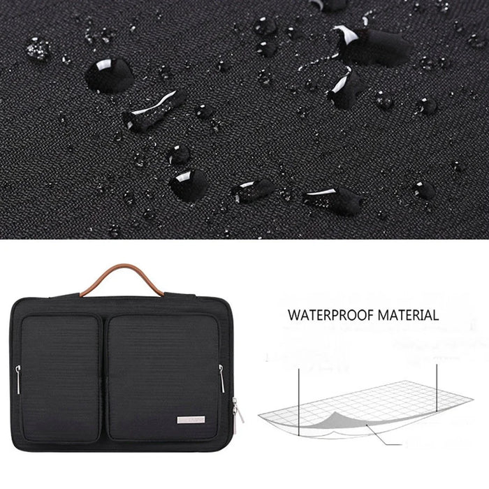 CANVASARTISAN K28-22 Splashproof Sleeve Bag for 13 inch Laptops Portable Slim Case with 2 Pouches / Handle Strap Notebook Anti-Scratch Carry Case - Black - 4