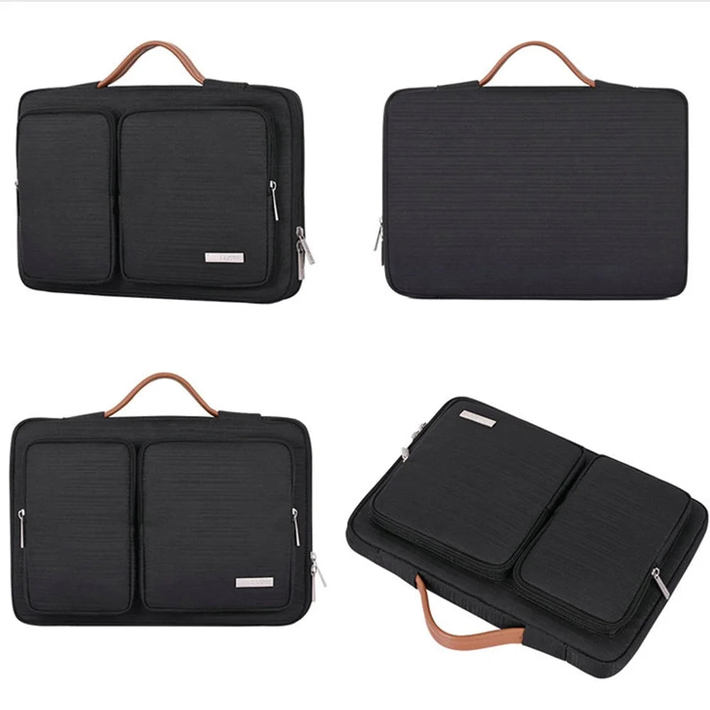 CANVASARTISAN K28-22 Portable Sleeve Bag Splashproof Laptops Slim Case with 2 Pouches / Handle Strap for 15 inch Notebook Shockproof Carrying Case - Black - 7