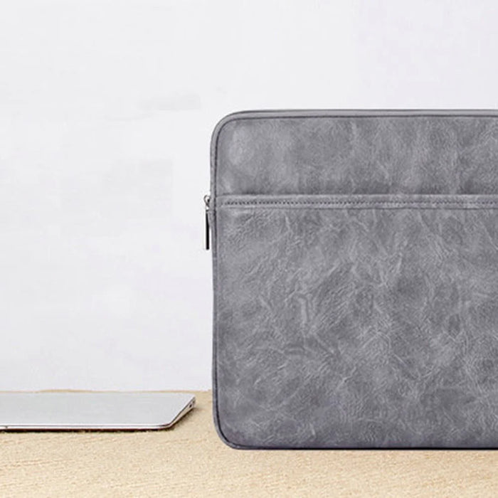 CANVASARTISAN  L38-T06 PU Leather Sleeve Bag for 12 inch Laptop Portable Carrying Case Shockproof Notebook Protector - Grey - 4