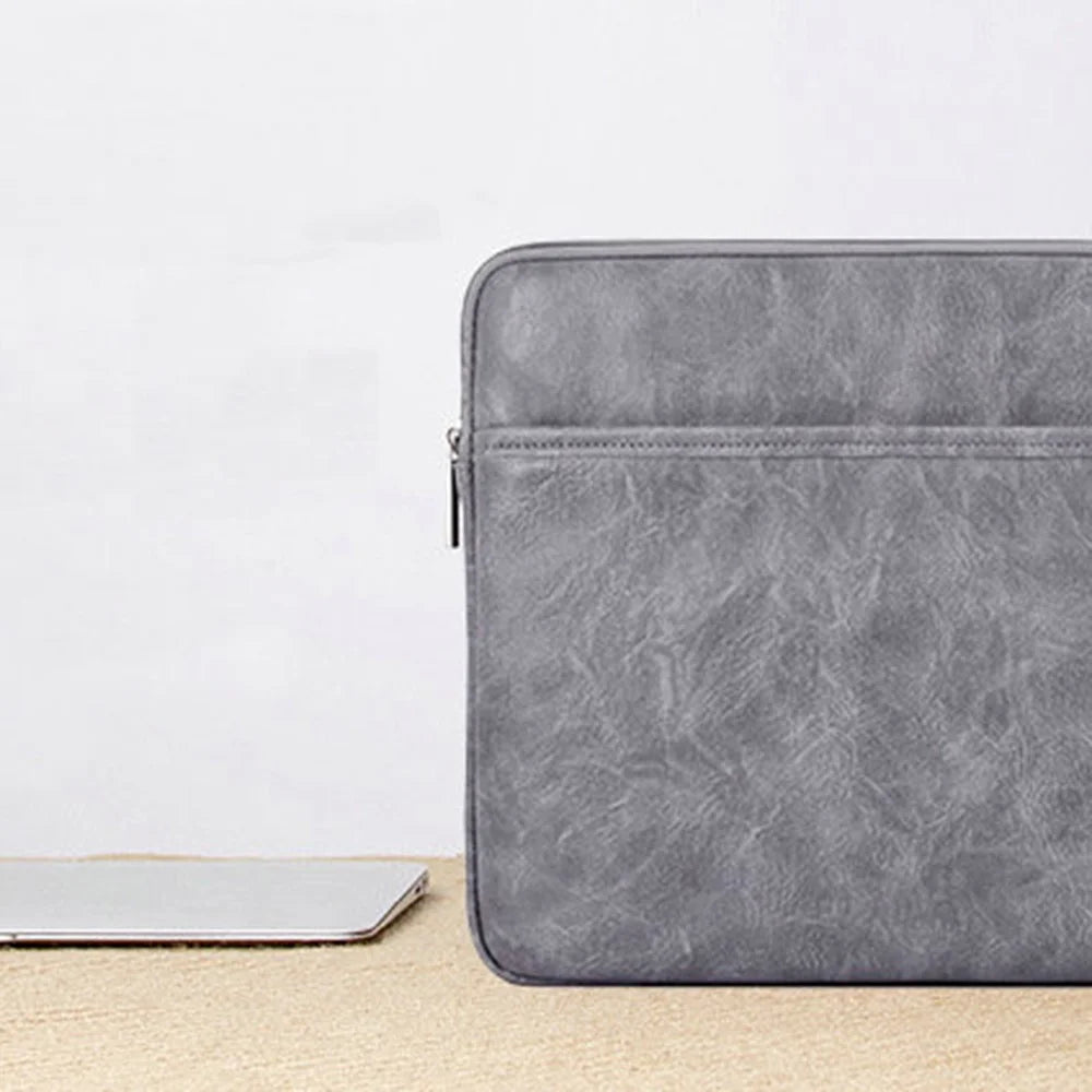 CANVASARTISAN  L38-06 Portable Sleeve Bag for 13 inch Laptop PU Leather Carrying Case Anti-Scratch Notebook Slim Bag - Grey - 4