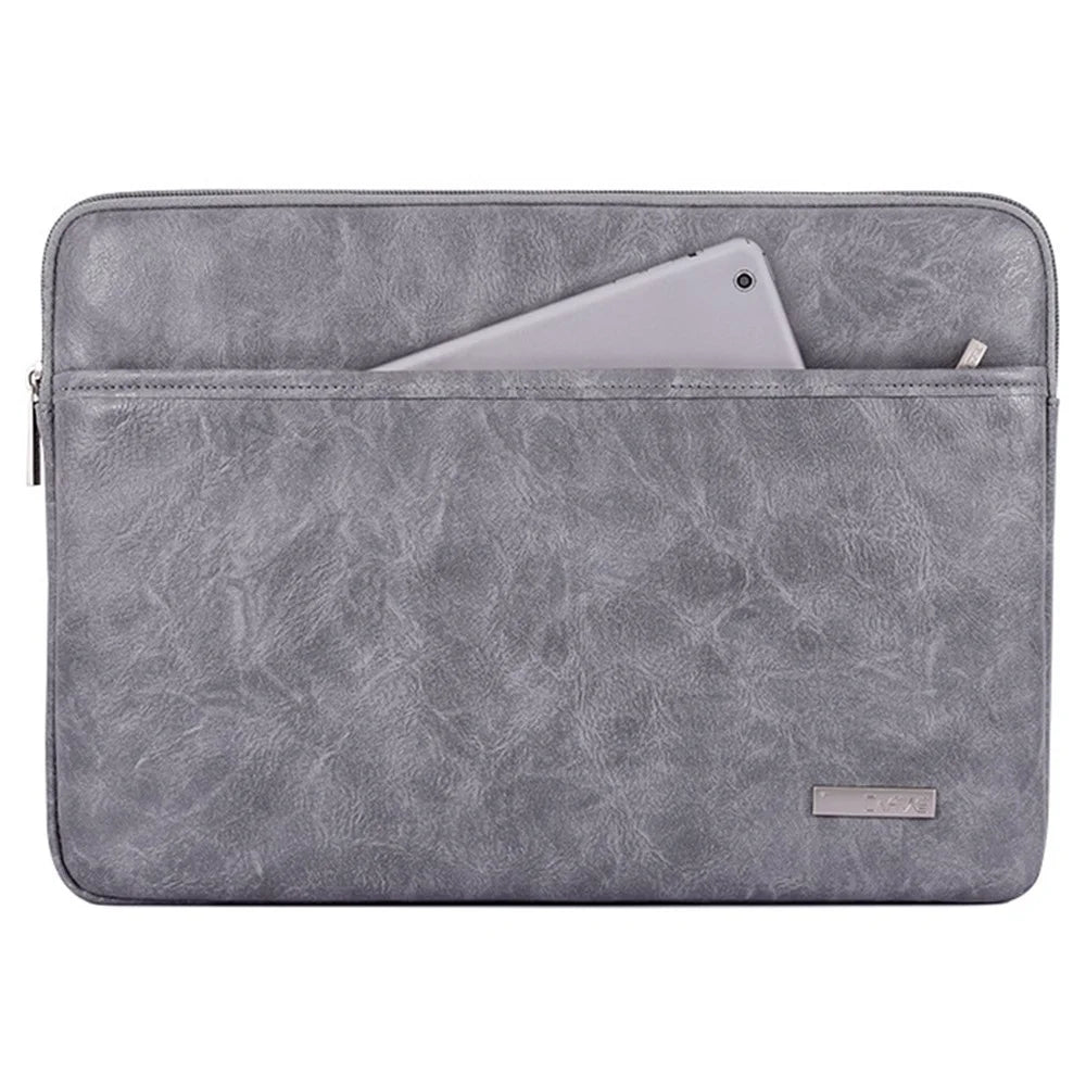 CANVASARTISAN  L38-06 Portable Carrying Case for 14 inch Notebook PU Leather Sleeve Bag Anti-Drop Laptop Slim Bag - Grey - 2