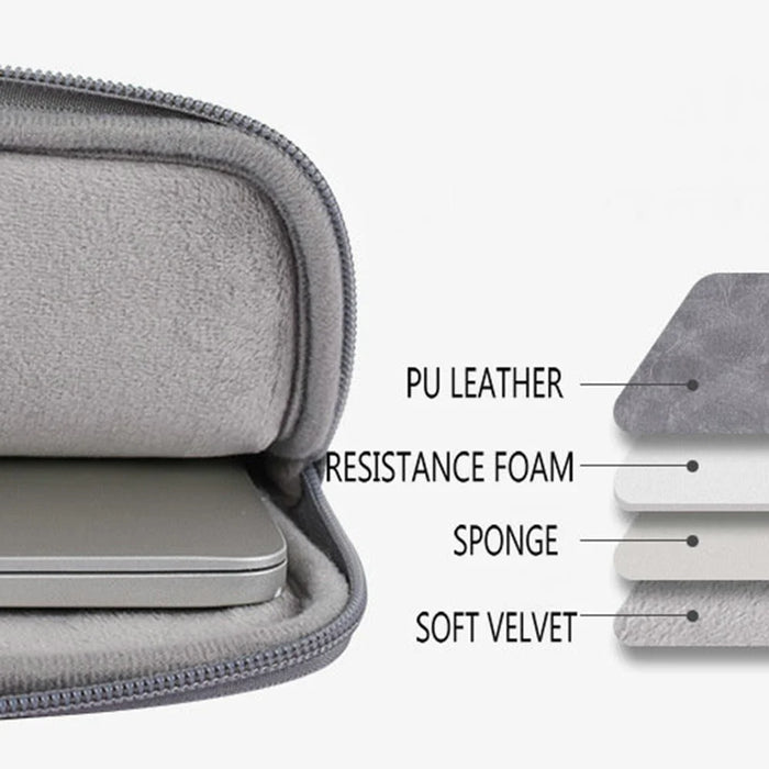 CANVASARTISAN  L38-06 Portable Carrying Case for 14 inch Notebook PU Leather Sleeve Bag Anti-Drop Laptop Slim Bag - Grey - 3