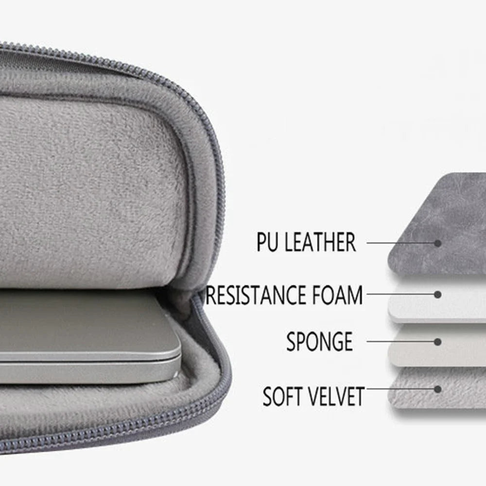 CANVASARTISAN  L38-06 Ultra Thin Sleeve Bag for 15 inch Laptop PU Leather Carrying Case Notebook Portable Bag - Grey - 3
