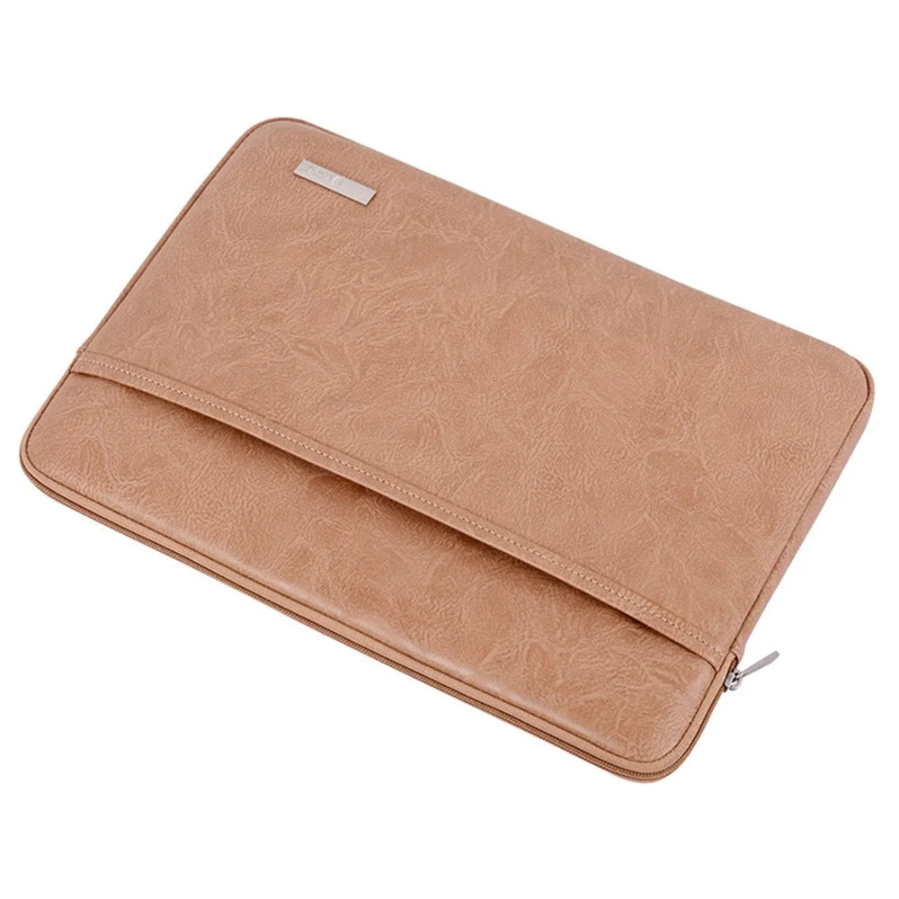 CANVASARTISAN L38-T0621 11-inch PU Leather Ultra-slim Notebook Computer Bag Shockproof Laptop Protection Sleeve with Small Pouch - Khaki - 5