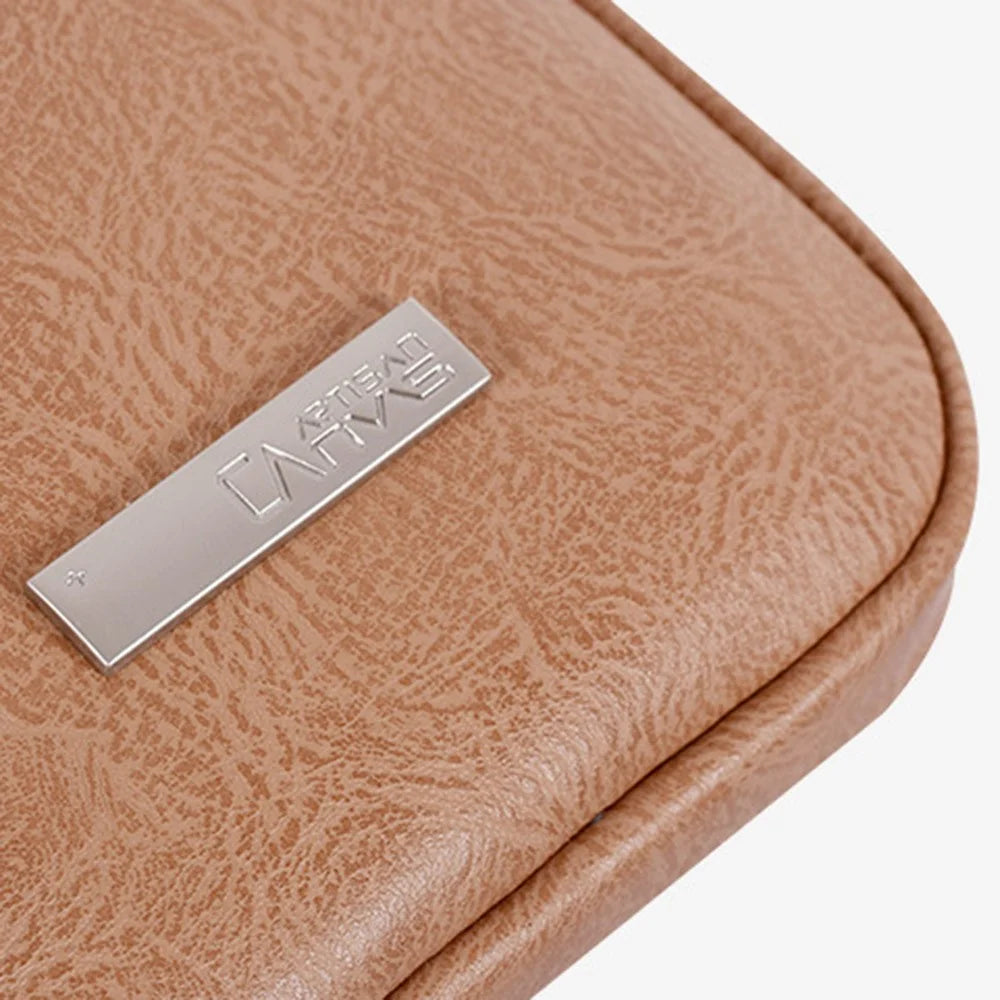 CANVASARTISAN L38-T0621 11-inch PU Leather Ultra-slim Notebook Computer Bag Shockproof Laptop Protection Sleeve with Small Pouch - Khaki - 6