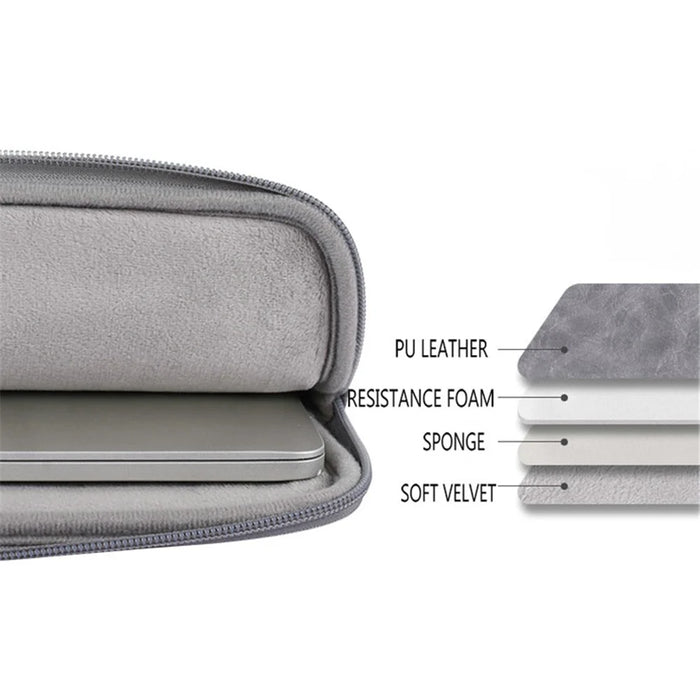 CANVASARTISAN L38-T06 11-Inch Laptop Bag PU Leather Notebook Computer Protective Case Slim Laptop Sleeve - Grey - 4