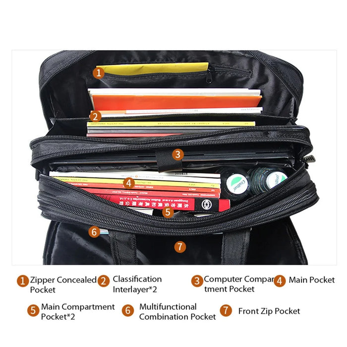 YAJIE 6601 17-inch Laptop Carrying Bag Tote Business Briefcase Notebook Computer Handbag with Shoulder Strap - 7