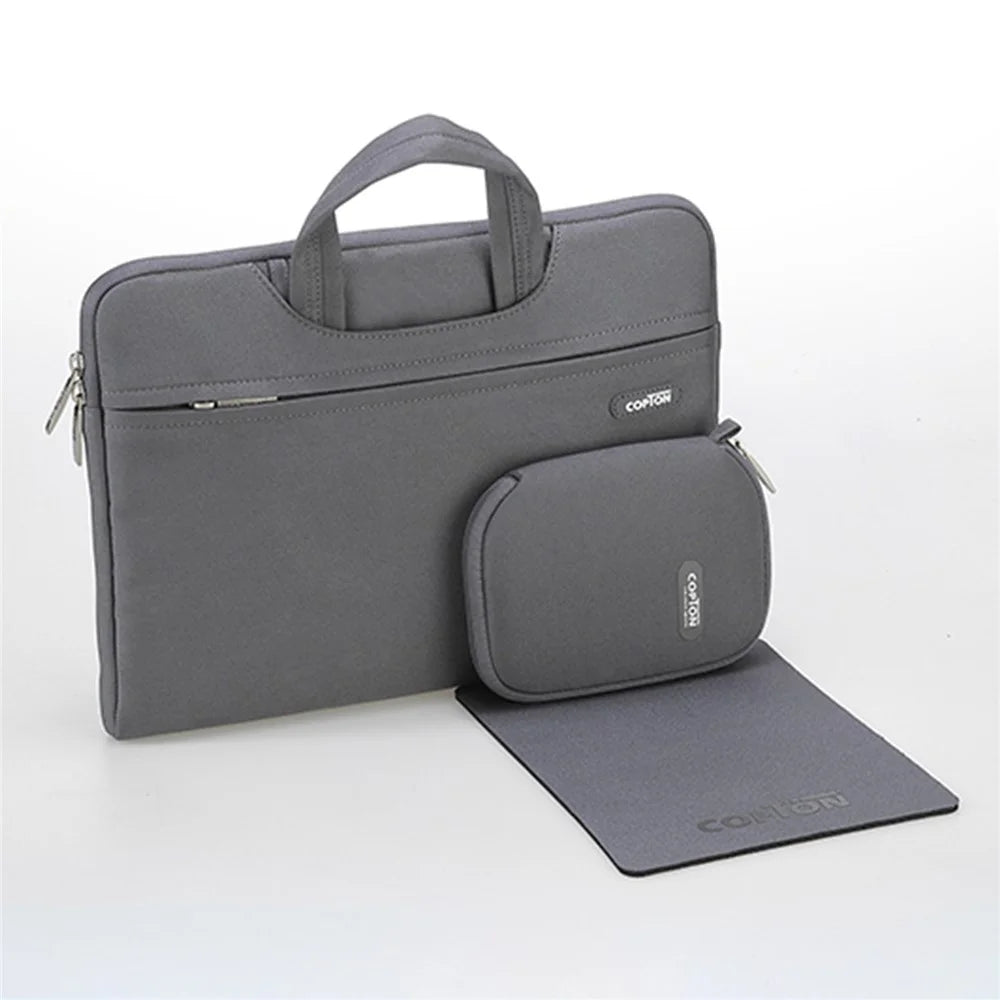 COPTON Nylon Shockproof Carry Case for 15.6-inch Laptops Scratch Resistant Notebook Sleeve Bag with Handle Strap / Small Bag - Grey - 2