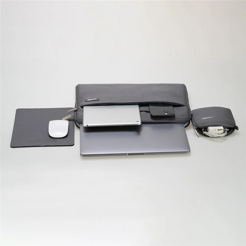 COPTON Nylon Shockproof Carry Case for 15.6-inch Laptops Scratch Resistant Notebook Sleeve Bag with Handle Strap / Small Bag - Grey - 3