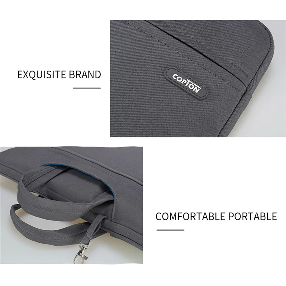 COPTON Nylon Shockproof Carry Case for 15.6-inch Laptops Scratch Resistant Notebook Sleeve Bag with Handle Strap / Small Bag - Grey - 7