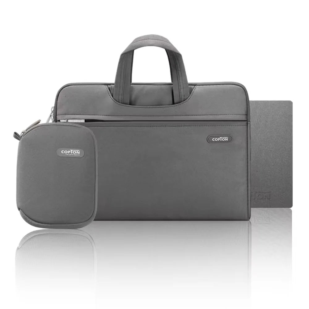 COPTON Portable Carrying Bag for 13-14-inch Laptops Anti-Scratch Notebook Nylon Sleeve Bag with Handle Strap / Small Bag - Grey - 1