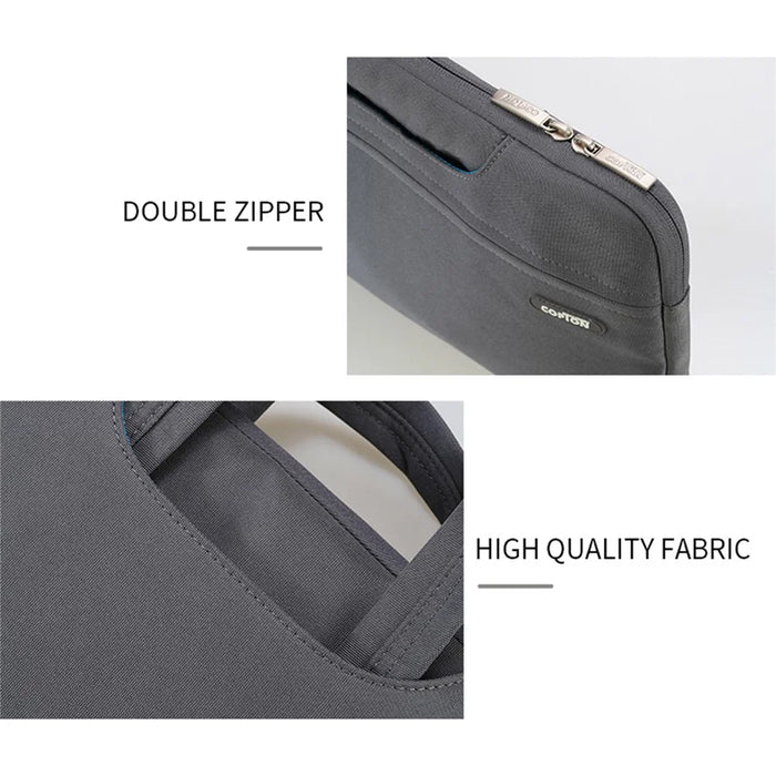 COPTON Portable Carrying Bag for 13-14-inch Laptops Anti-Scratch Notebook Nylon Sleeve Bag with Handle Strap / Small Bag - Grey - 6