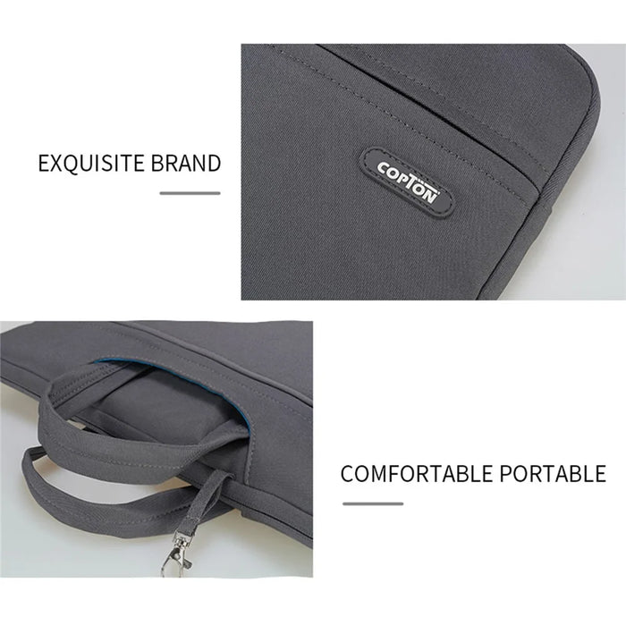 COPTON Portable Carrying Bag for 13-14-inch Laptops Anti-Scratch Notebook Nylon Sleeve Bag with Handle Strap / Small Bag - Grey - 7