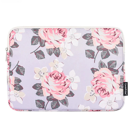 CANVASARTISAN H40-01 Portable Carrying Case for 12-inch Laptops Rose Pattern Printed Storage Bag Anti-Scratch Sleeve Bag - Grey - 1