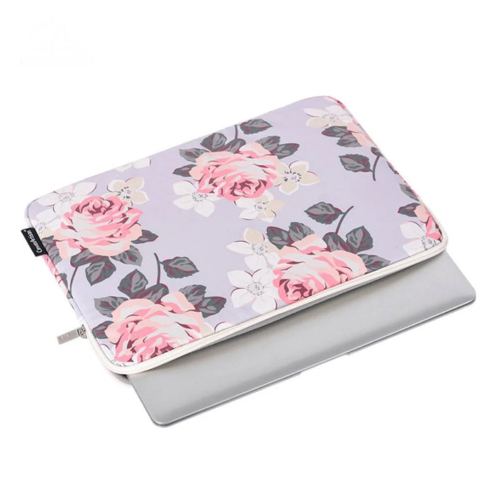CANVASARTISAN H40-01 Portable Carrying Case for 12-inch Laptops Rose Pattern Printed Storage Bag Anti-Scratch Sleeve Bag - Grey - 2
