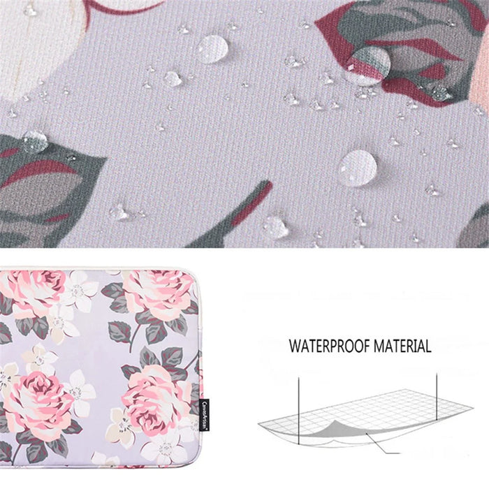 CANVASARTISAN H40-01 Portable Carrying Case for 12-inch Laptops Rose Pattern Printed Storage Bag Anti-Scratch Sleeve Bag - Grey - 4