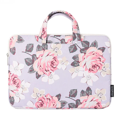 CANVASARTISAN H40-B01 Laptop Sleeve Case Rose Pattern Printed 13-inch Computer Carrying Bag Portable Handle Business Briefcase - Grey - 1