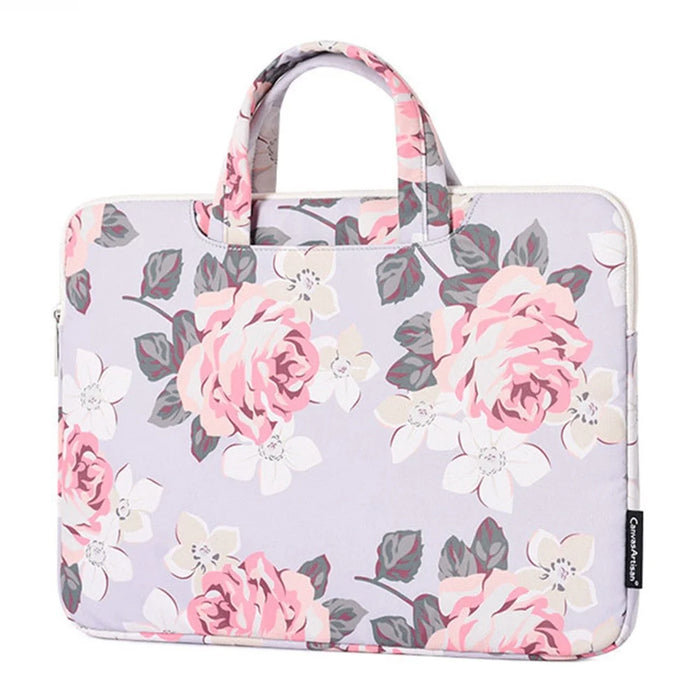 CANVASARTISAN H40-B01 Laptop Sleeve 14-inch Rose Pattern Printed  Laptop Carrying Case Protective Computer Bag with Outer Pouch - Grey - 2