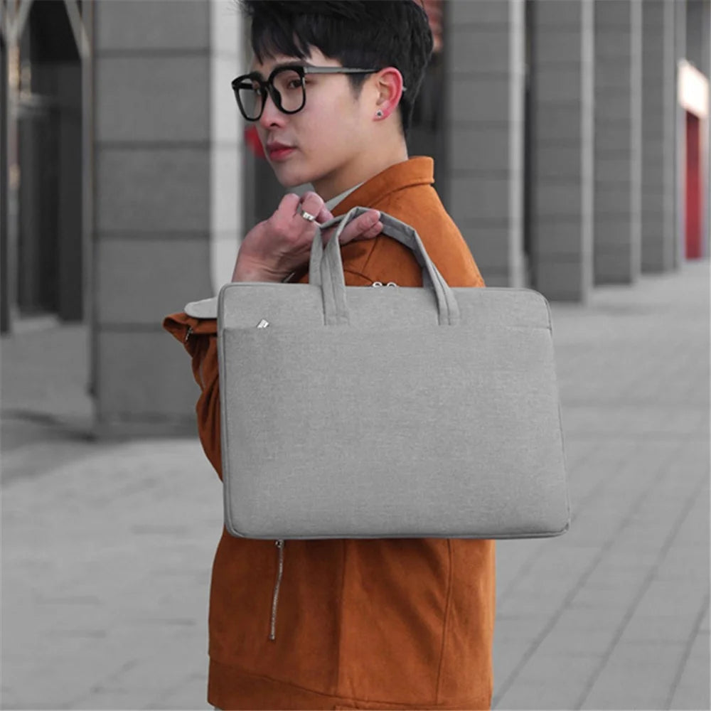 8026 15 inch Laptop Bag Sleeve Business Style Soft Liner Zipper Notebook PC Carrying Pouch Handbag - 2