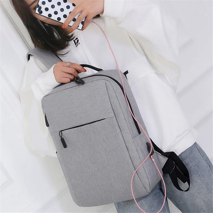 1101 Business Laptop Backpack Oxford Cloth Waterproof Rucksack with USB Charging Port for Travel School - 2