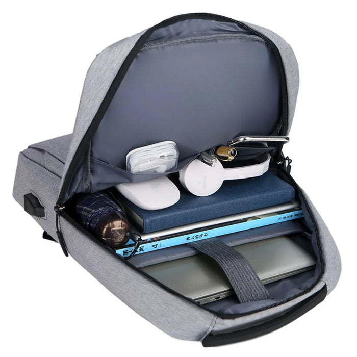 1101 Business Laptop Backpack Oxford Cloth Waterproof Rucksack with USB Charging Port for Travel School - 6