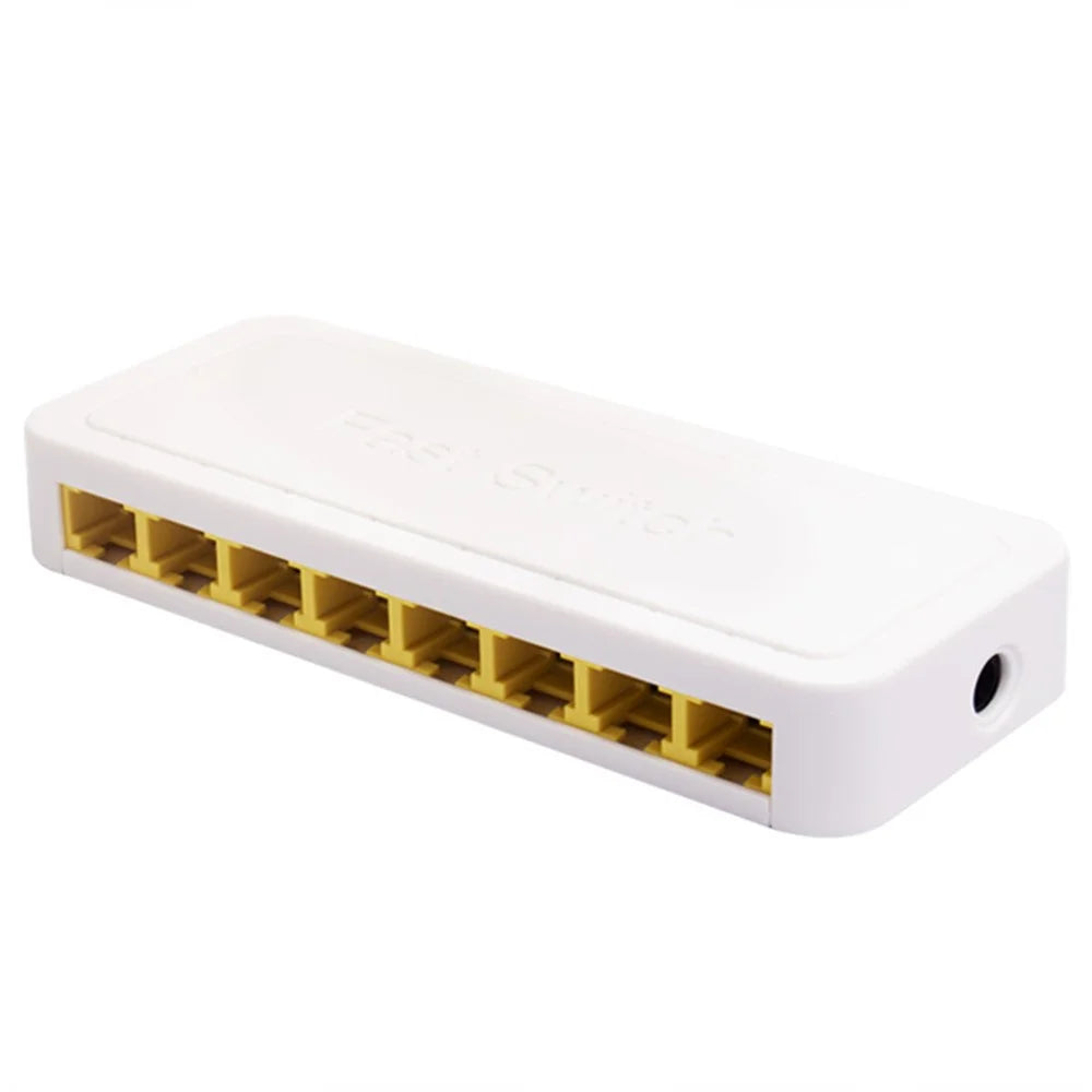 TXE059 Mini Size 8 Ports 10M / 100M Fast Ethernet Switch Smart Network Desktop Switch Power Adapter LAN Hub - US Plug - 1