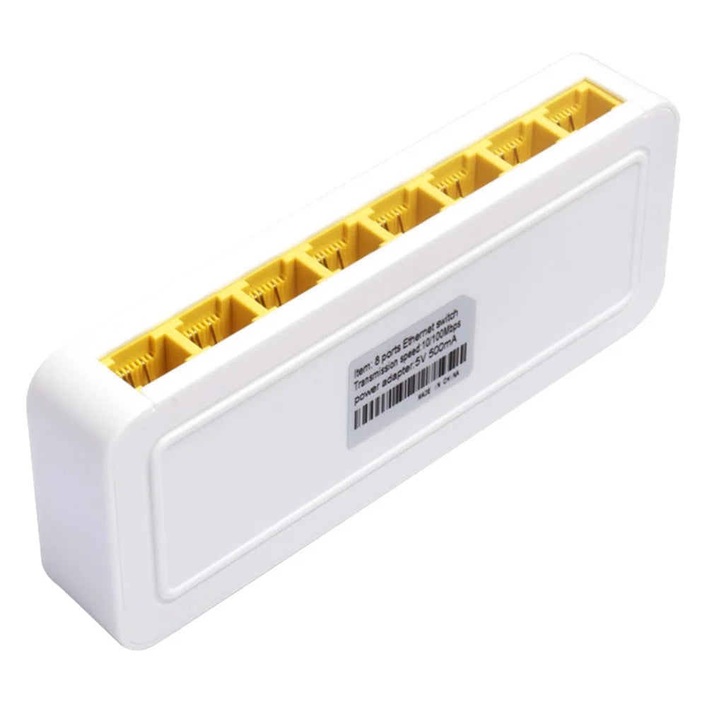 TXE059 Mini Size 8 Ports 10M / 100M Fast Ethernet Switch Smart Network Desktop Switch Power Adapter LAN Hub - US Plug - 4