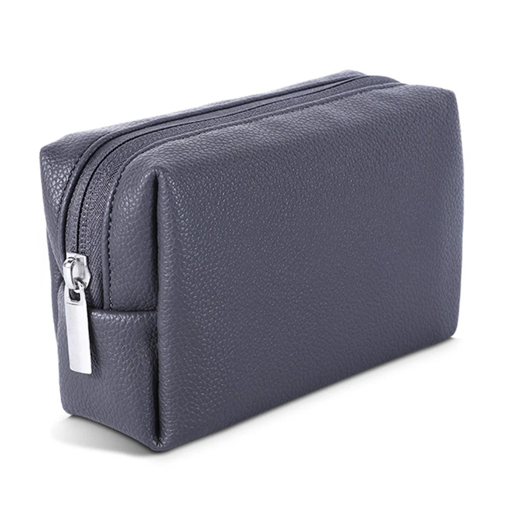 Electronic Organizer Mouse Power Bank Cable Storage Bag Waterproof Leather USB Flash Drive Storage Pouch - Grey - 7