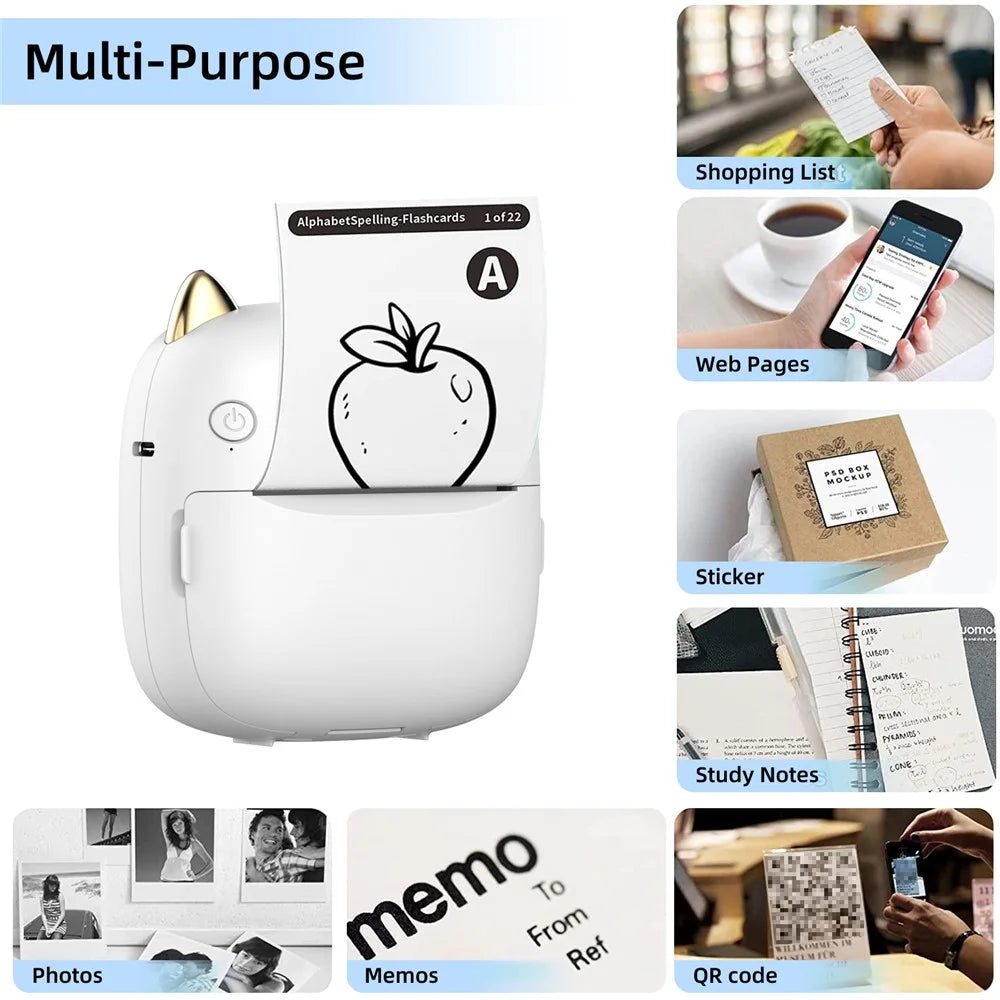 C23 Cute Mini Portable Printer Thermal 200DPI HD Printer with Colorful Light for Students - 2