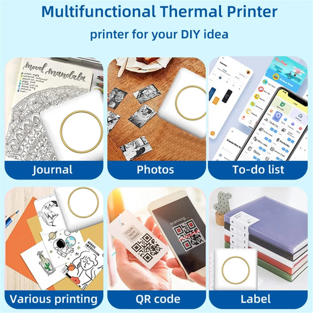 C20 Portable Mini Pocket Printer Bluetooth-compatible 5.0 Thermal Printer for Label, Picture Printing - 4