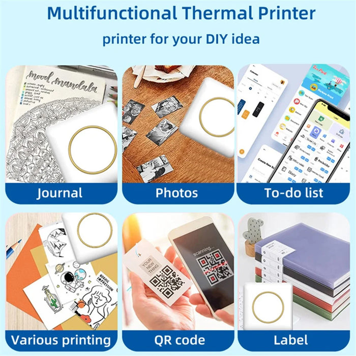 C20 Portable Mini Pocket Printer Bluetooth-compatible 5.0 Thermal Printer for Label, Picture Printing - 4