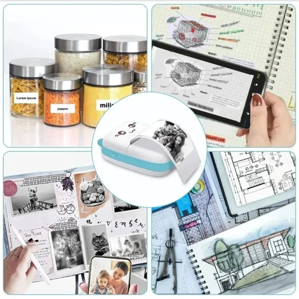 C9 Mini Thermal Printer 203DPI Bluetooth-compatible Inkless Portable Printer for Photos Labels Notes - Pink - 4