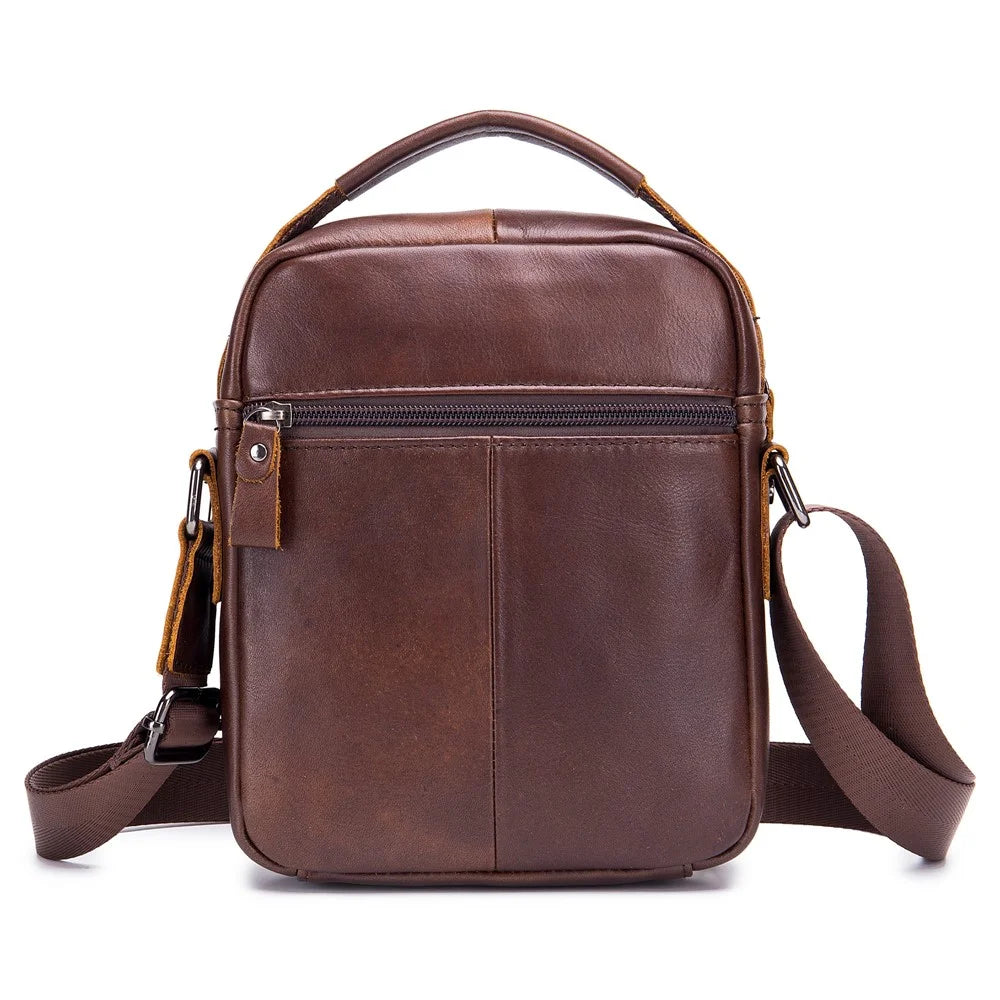 BULLCAPTAIN 777 Top-Layer Cowhide Leather Retro Handbag Zipper Pocket Shoulder Bag Wallet Purse Clutch - Brown - 3