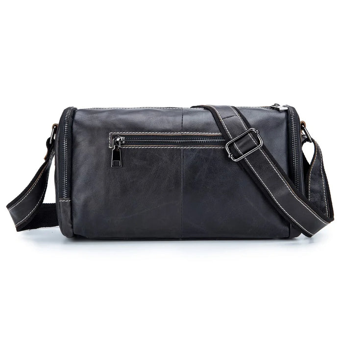 BULLCAPTAIN HKDJB--001 Large Capacity Retro Crossbody Shoulder Bag Travel Storage Bag Top-Layer Cowhide Leather Handbag - Black - 2