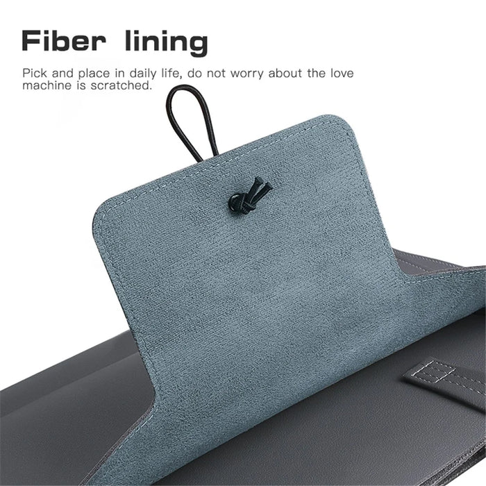 15 / 15.4 / 16 Inch Laptop Carrying Bag Handbag PU Leather Surface Protection Sleeve 3-Layer Notebook Computer Pouch - Black - 2