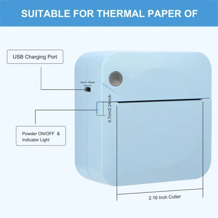 C17 Portable Mini Printer Pocket Bluetooth-compatible Thermal Printer Inkless Printing Gift for Label Receipt Photo Notes Study - Blue - 5