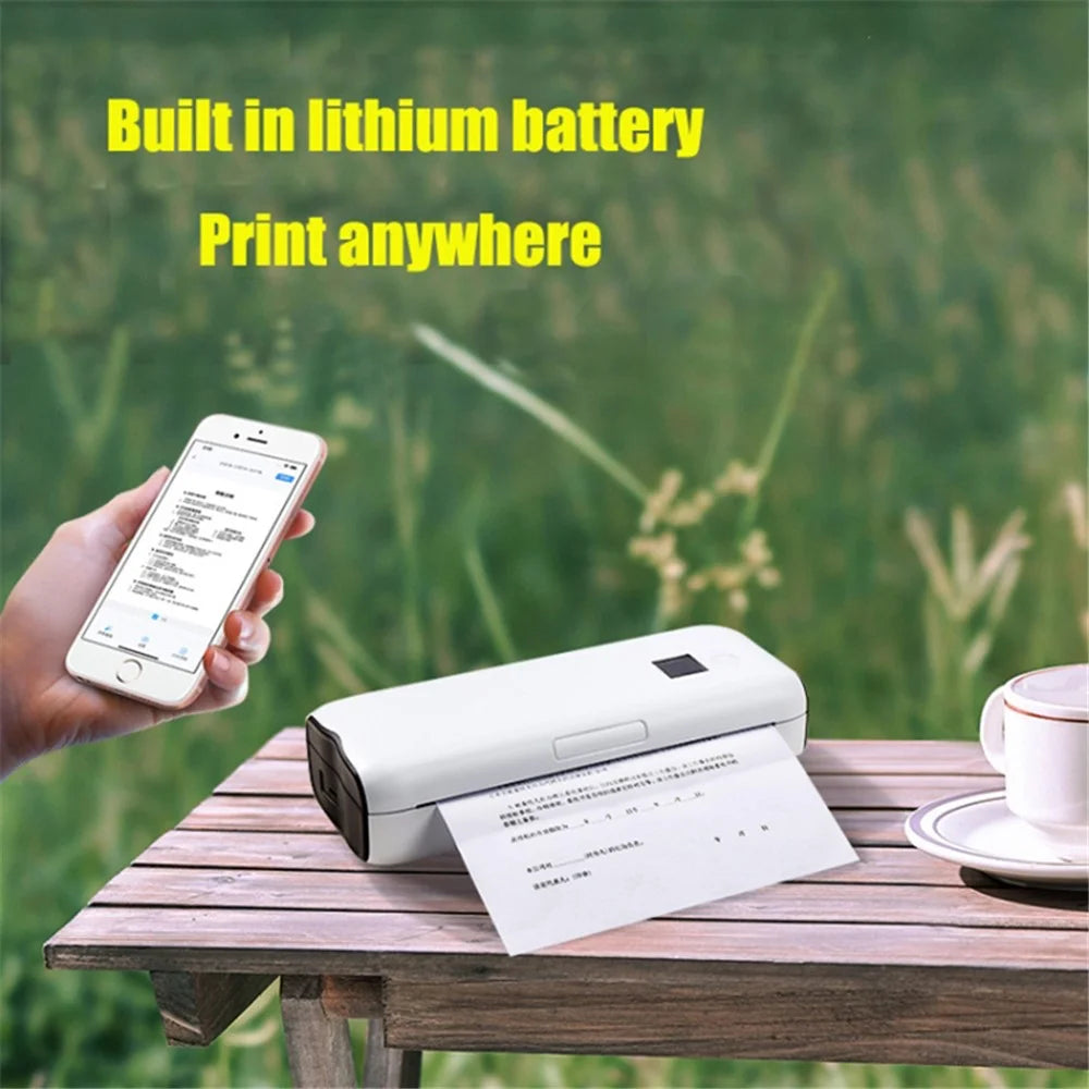 A4 Mini Phone Bluetooth-compatible USB Connection Inkless Printer Rechargeable ABS Thermal Photo Printer with 50 Print Papers - 2