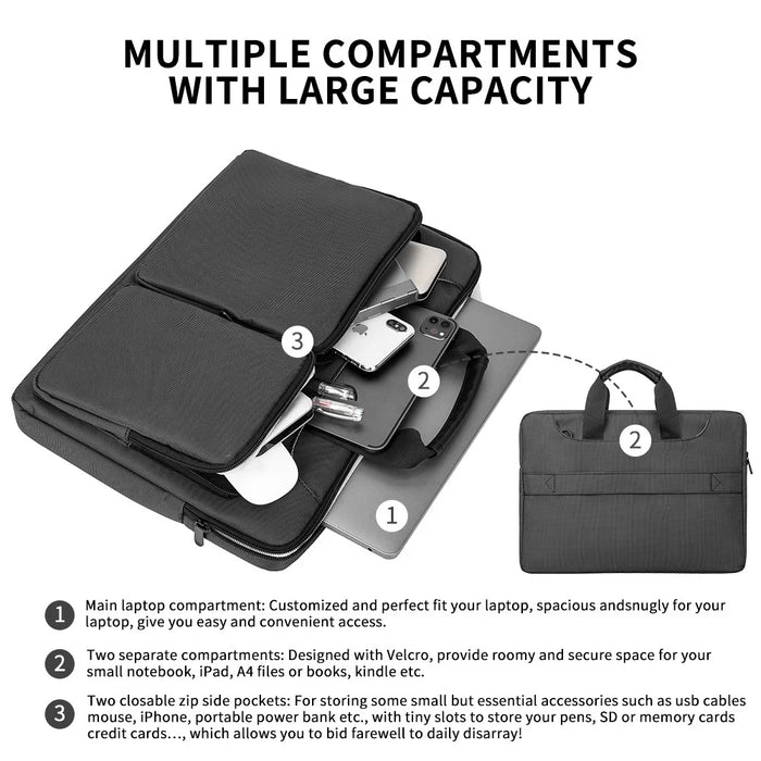 MA536 15-15.6 Inch Notebook Computer Handbag Polyester+Fleece Laptop Shoulder Bag Business Messenger Tote Bag - 3